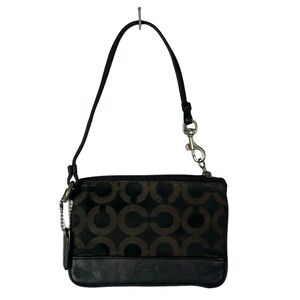 Coach Black Y2K C Logo Leather Fabric Wristlet